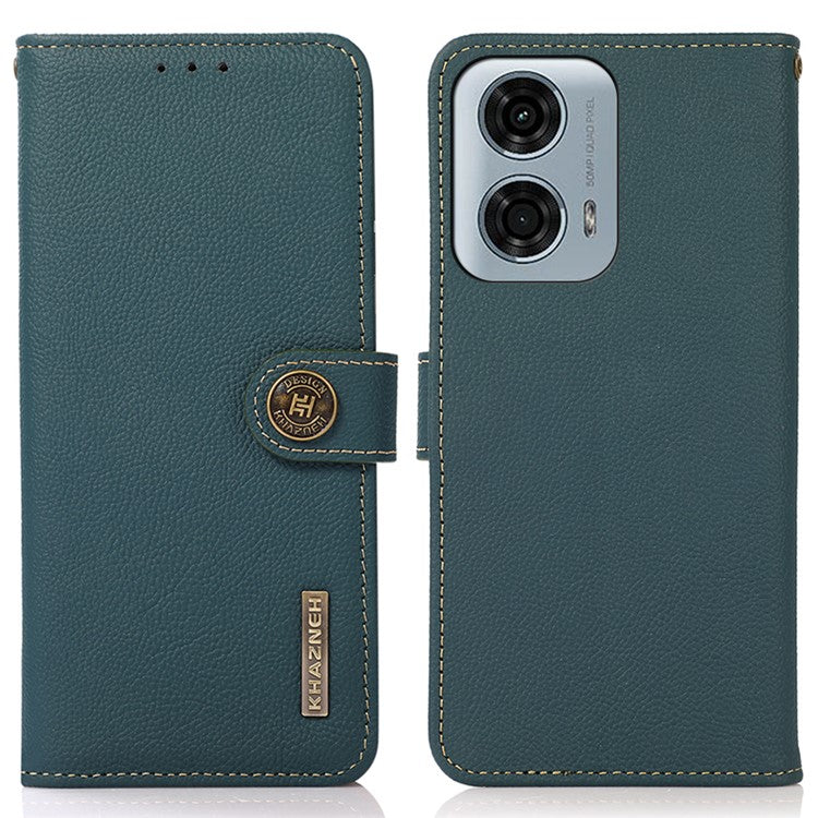 KHAZNEH For Motorola Moto G45 5G / G34 5G Case RFID Blocking Anti-Scratch Stand Phone Cover - Green