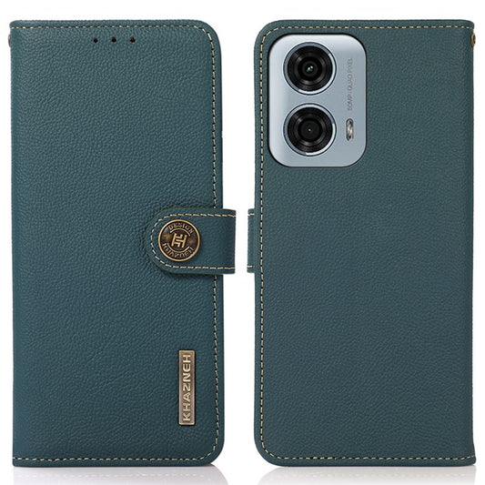KHAZNEH For Motorola Moto G45 5G / G34 5G Case RFID Blocking Anti-Scratch Stand Phone Cover - Green