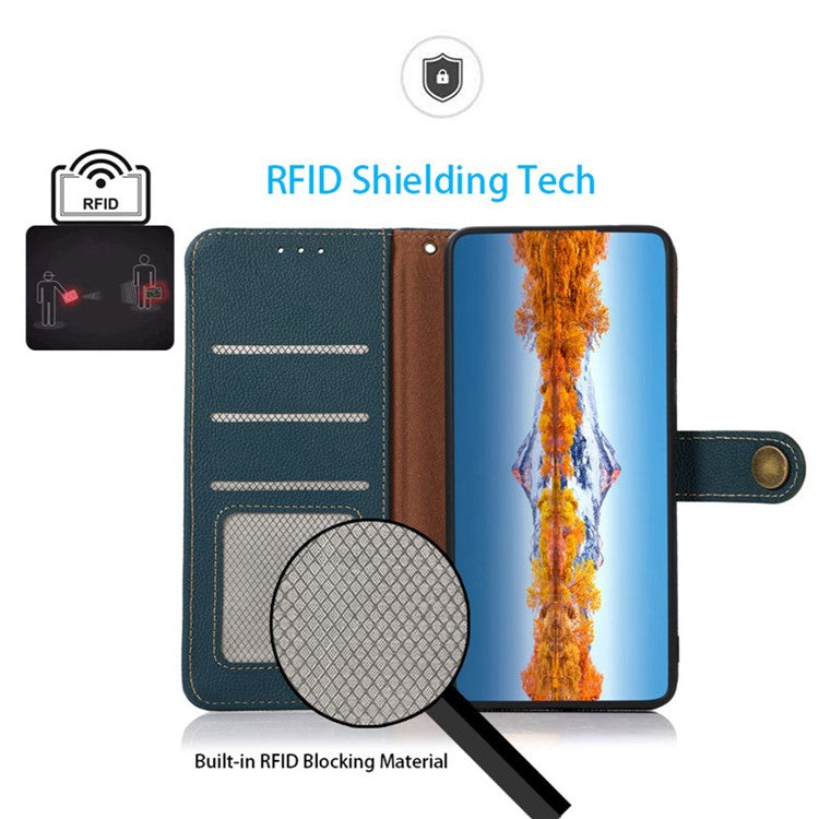 KHAZNEH For Motorola Moto G45 5G / G34 5G Case RFID Blocking Anti-Scratch Stand Phone Cover - Green