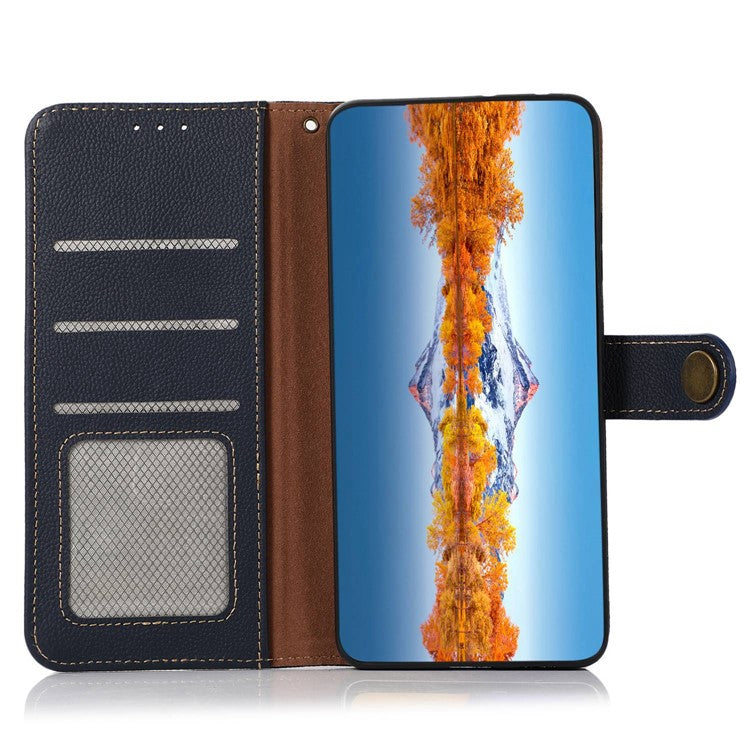 KHAZNEH For Motorola Moto G45 5G / G34 5G Case RFID Blocking Anti-Scratch Stand Phone Cover - Blue