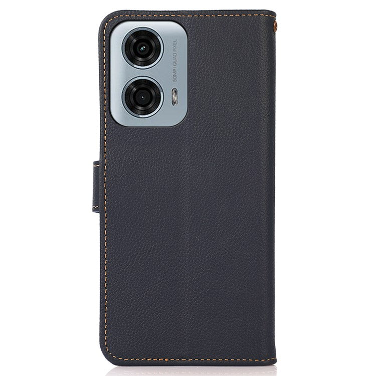 KHAZNEH For Motorola Moto G45 5G / G34 5G Case RFID Blocking Anti-Scratch Stand Phone Cover - Blue