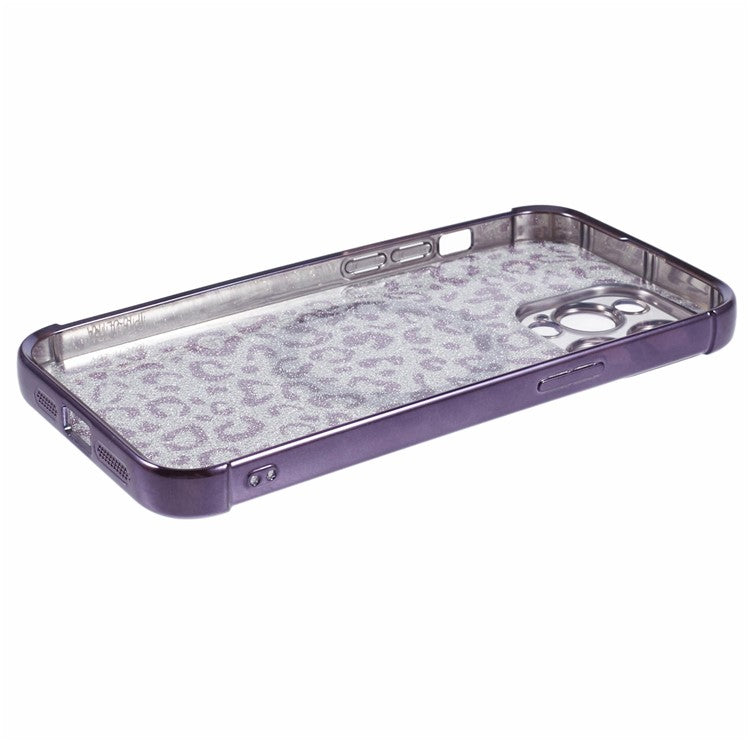 HRF Series for iPhone 14 Pro TPU Case Compatible with MagSafe Electroplating Leopard Phone Cover - Purple