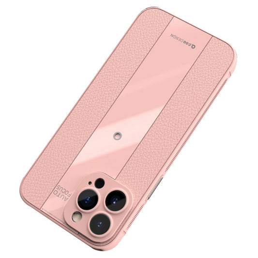 Q.COO For iPhone 14 Pro Max Mobile Phone Cover TPU+Acrylic+Leather Anti-scratch Case - Pink