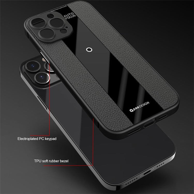 Q.COO For iPhone 14 Pro Max Mobile Phone Cover TPU+Acrylic+Leather Anti-scratch Case - Pink