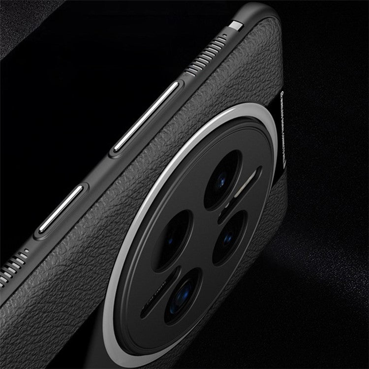 Q.COO For Huawei Mate 50 Pro 4G Case PU Leather+TPU+Acrylic Anti-collision Phone Shell - Black