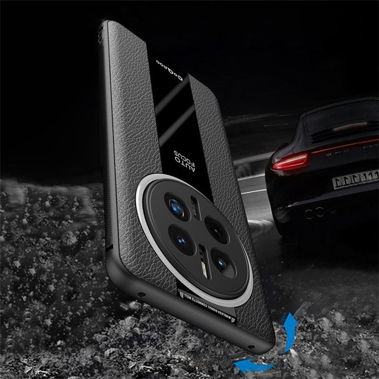 Q.COO For Huawei Mate 50 Pro 4G Case PU Leather+TPU+Acrylic Anti-collision Phone Shell - Black