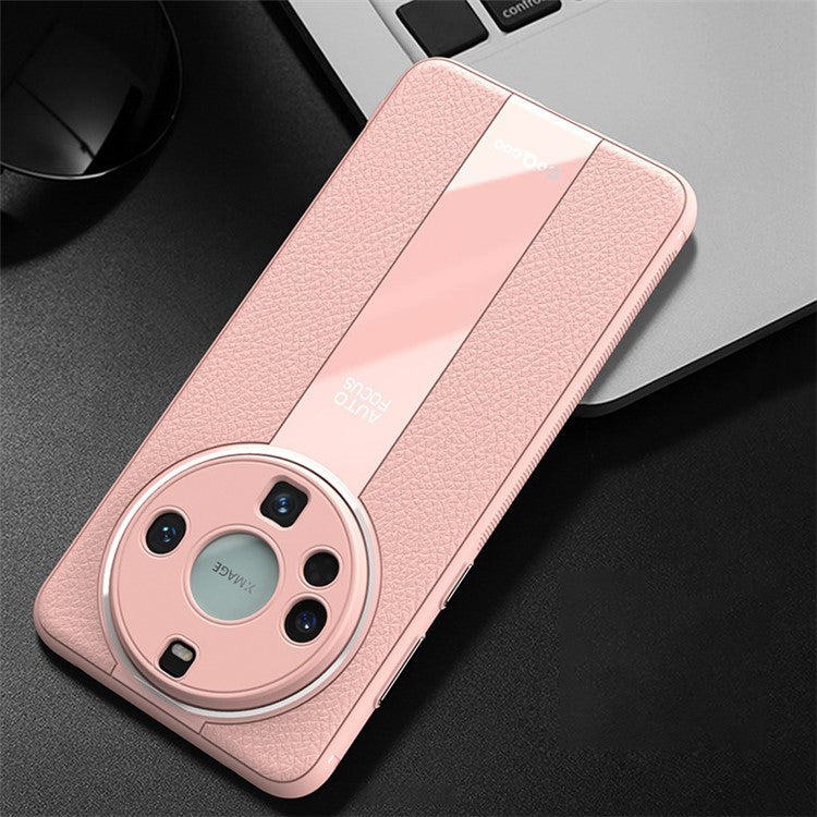 Q.COO For Huawei Mate 60 Case Bump Proof PU Leather+TPU+Acrylic Phone Shell - Pink