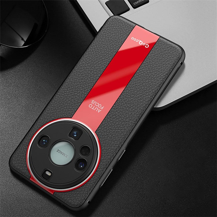 Q.COO For Huawei Mate 60 Pro Case Fall Protection PU Leather+TPU+Acrylic Phone Shell - Red