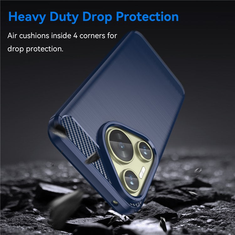 For Huawei Pura 70 Case Brushed TPU Phone Back Cover Carbon Fiber Texture - Blue