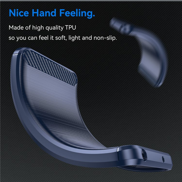 For Huawei Pura 70 Case Brushed TPU Phone Back Cover Carbon Fiber Texture - Blue