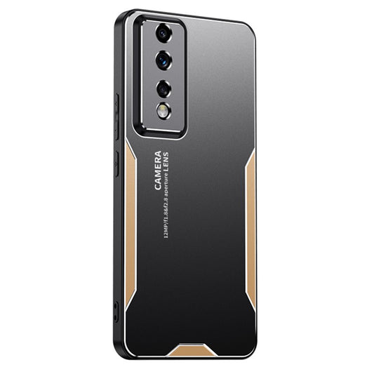 For Honor 80 GT 5G Case Dropproof Aluminium Alloy+PC+TPU Phone Back Cover - Gold