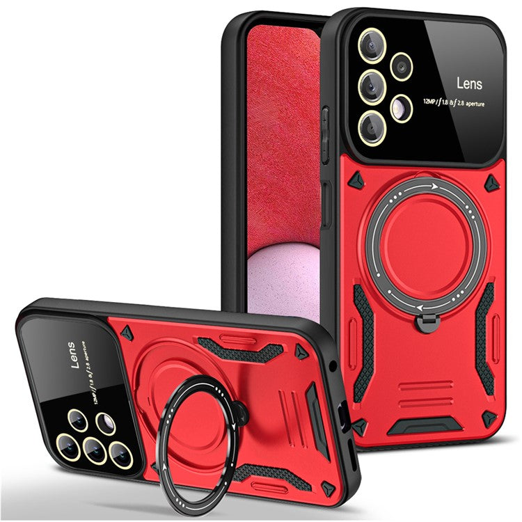 For Samsung Galaxy A13 4G Case Compatible with MagSafe Kickstand PC+TPU Phone Cover - Red