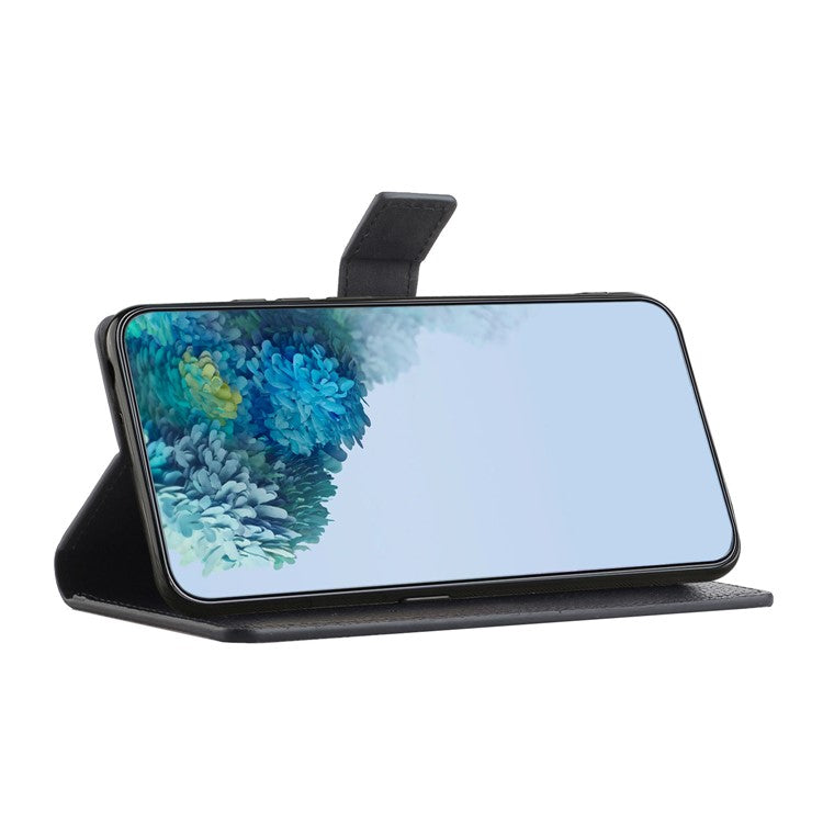 Cell Phone Cover for Motorola Moto G24 Power Case Litchi Texture PU Leather Stand Wallet - Black