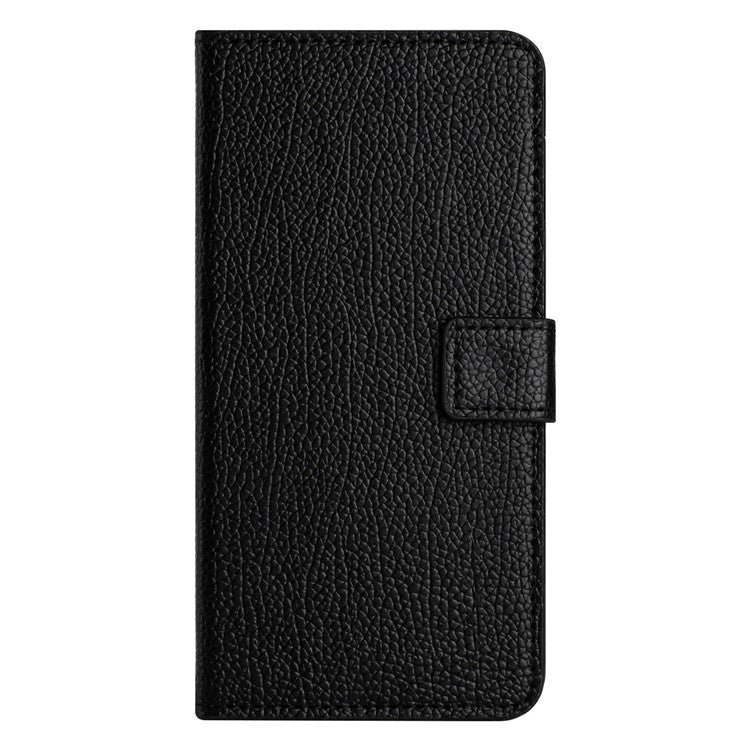 Cell Phone Cover for Motorola Moto G24 Power Case Litchi Texture PU Leather Stand Wallet - Black