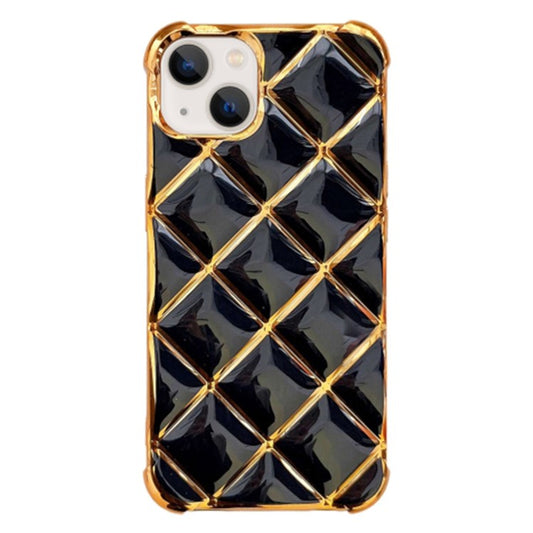 For iPhone 14 Plus Electroplating Case Diamond Pattern Flexible TPU Phone Cover - Black