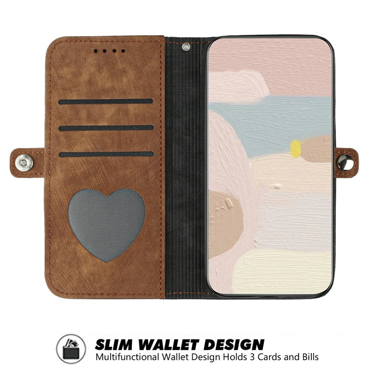 YX0020 For Xiaomi Redmi Note 13 4G Case PU Leather Stand Card Slots Phone Cover with Wrist Strap - Coffee