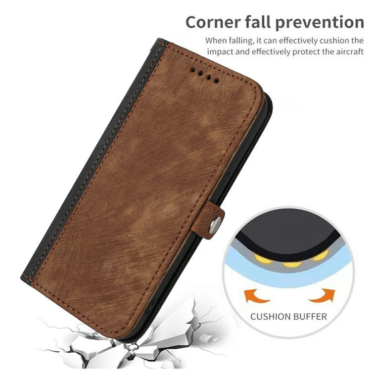 YX0020 For Xiaomi Redmi Note 13 4G Case PU Leather Stand Card Slots Phone Cover with Wrist Strap - Coffee