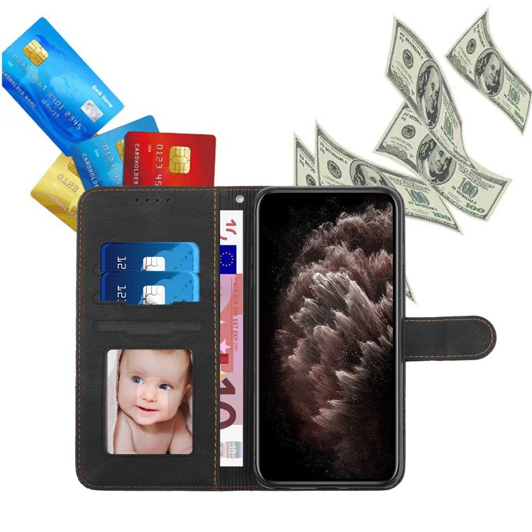 YX0010 Series For Xiaomi Redmi Note 13 Pro+ 5G Imprinted Cell Phone Wallet Cover Stand PU Leather Case - Black
