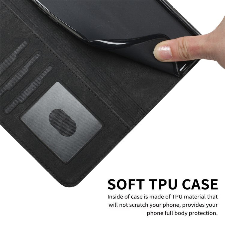 YX0010 Series For Xiaomi Redmi Note 13 Pro+ 5G Imprinted Cell Phone Wallet Cover Stand PU Leather Case - Black