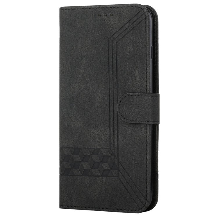 YX0010 Series For Xiaomi Redmi Note 13 Pro+ 5G Imprinted Cell Phone Wallet Cover Stand PU Leather Case - Black