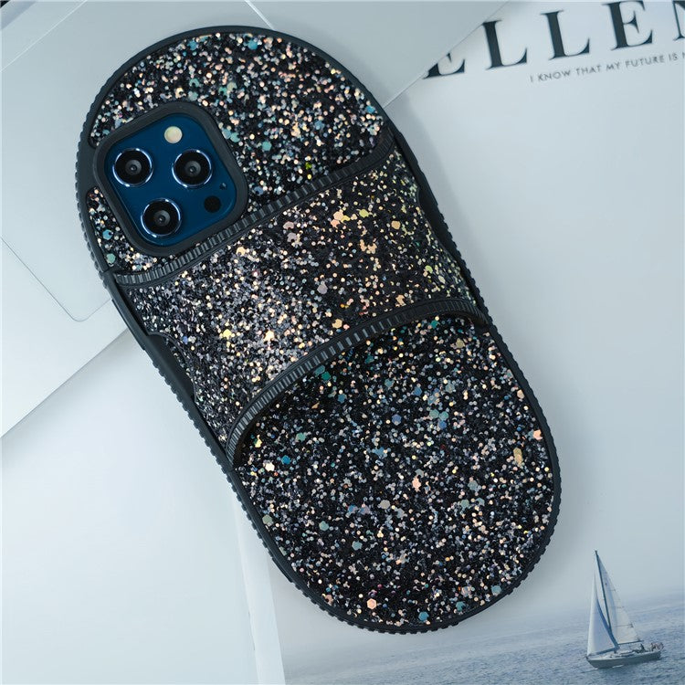 For iPhone 14 Pro Max Case Slipper Style Kickstand TPU Phone Cover - Black