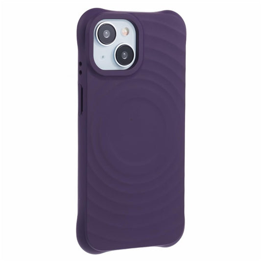 For iPhone 14  Magnetic Case Fiber Lining Drop-proof Soft TPU Phone Cover - Dark Purple