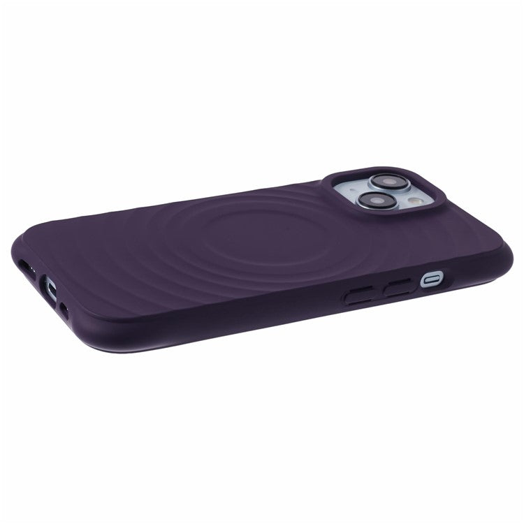 For iPhone 14  Magnetic Case Fiber Lining Drop-proof Soft TPU Phone Cover - Dark Purple