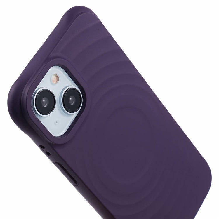 For iPhone 14  Magnetic Case Fiber Lining Drop-proof Soft TPU Phone Cover - Dark Purple