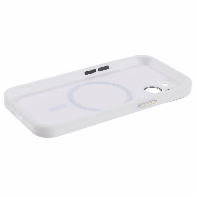 YUX Series For iPhone 14 Phone Case Cracked Ice Pattern TPU+Acrylic Shell Compatible with MagSafe (Precise Lens Cutout) - White