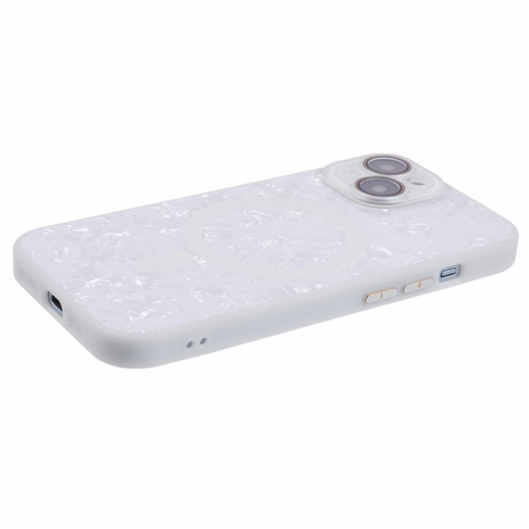 YUX Series For iPhone 14 Phone Case Cracked Ice Pattern TPU+Acrylic Shell Compatible with MagSafe (Precise Lens Cutout) - White