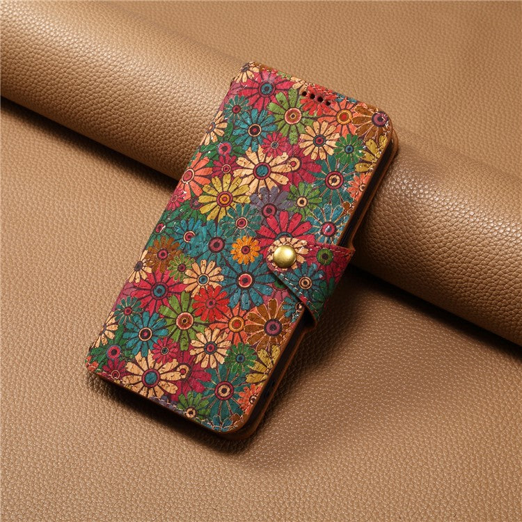 For Huawei P60 / P60 Pro Leather Case Floral Printing Stand Wallet Phone Cover - Spring / Green