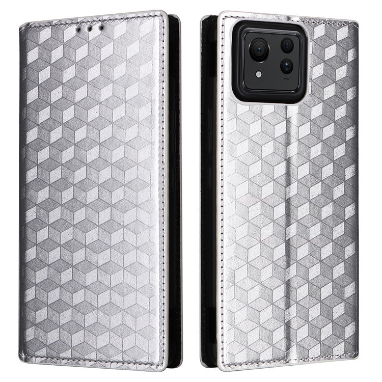 For Asus Zenfone 11 Ultra 5G Leather Wallet Case Rhombus Imprinted Protective Phone Cover - Silver