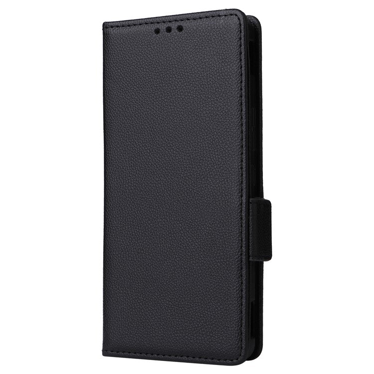 For Asus Zenfone 11 Ultra 5G Case Wallet Leather Litchi Texture Phone Cover with Wrist Strap - Black