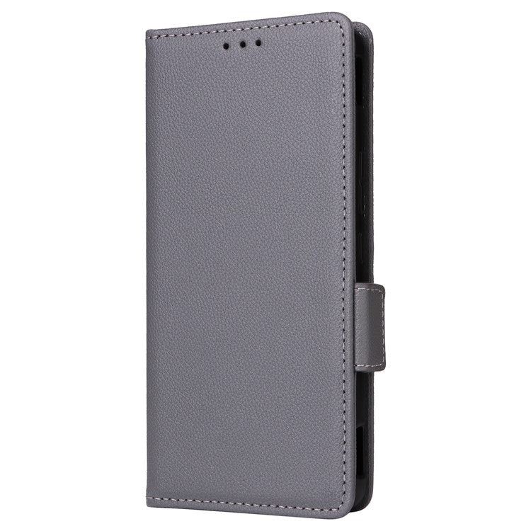 For Asus Zenfone 11 Ultra 5G Case Wallet Leather Litchi Texture Phone Cover with Wrist Strap - Grey