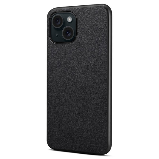 For iPhone 14 Plus Case Calf Texture PU Leather+TPU+PC Back Phone  Cover - Black