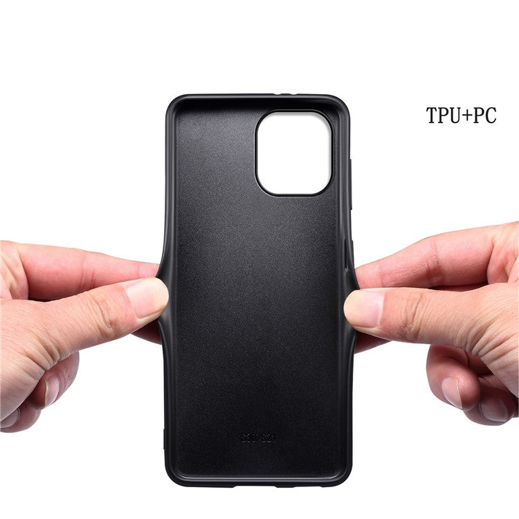 For iPhone 14 Plus Case Calf Texture PU Leather+TPU+PC Back Phone  Cover - Black