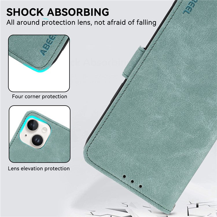 ABEEL For iPhone 14 Case Leather Drop Protection Phone with Side Magnetic Closure - Baby Blue