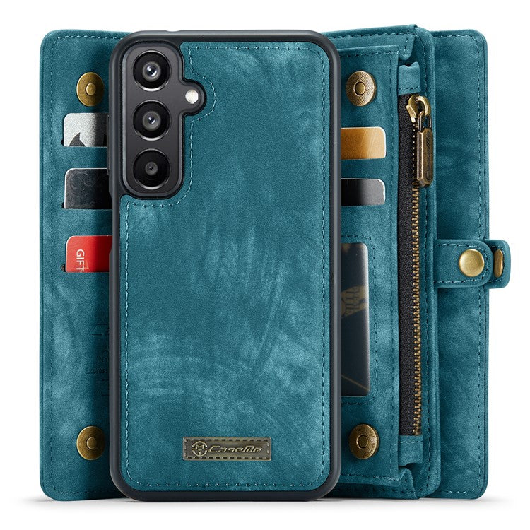 CASEME 008 Series for Samsung Galaxy A15 4G / 5G Leather Case Stand Wallet Zipper Phone Cover - Blue