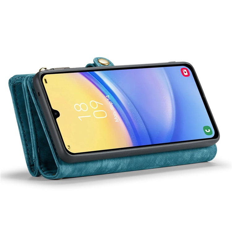 CASEME 008 Series for Samsung Galaxy A15 4G / 5G Leather Case Stand Wallet Zipper Phone Cover - Blue