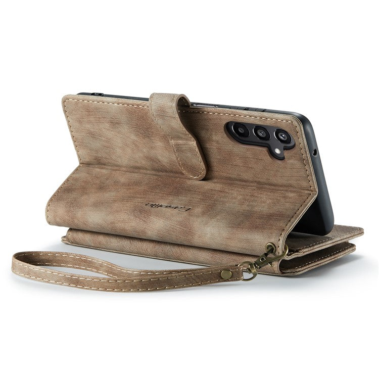 CASEME C30 Series for Samsung Galaxy A15 4G / 5G Case 10 Card Holder Leather Flip Protective Phone Cover - Brown