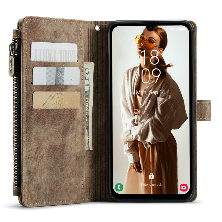 CASEME C30 Series for Samsung Galaxy A15 4G / 5G Case 10 Card Holder Leather Flip Protective Phone Cover - Brown