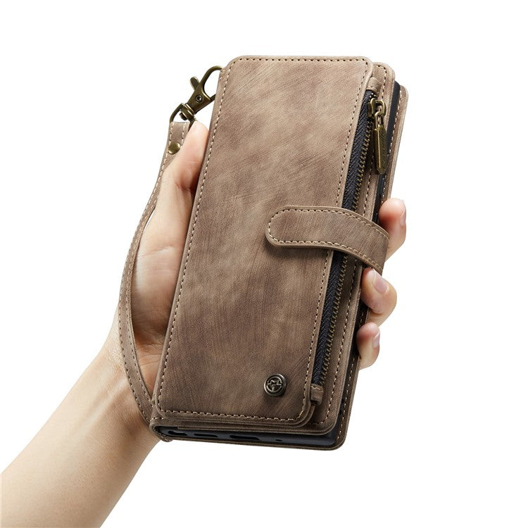 CASEME C30 Series for Samsung Galaxy A15 4G / 5G Case 10 Card Holder Leather Flip Protective Phone Cover - Brown
