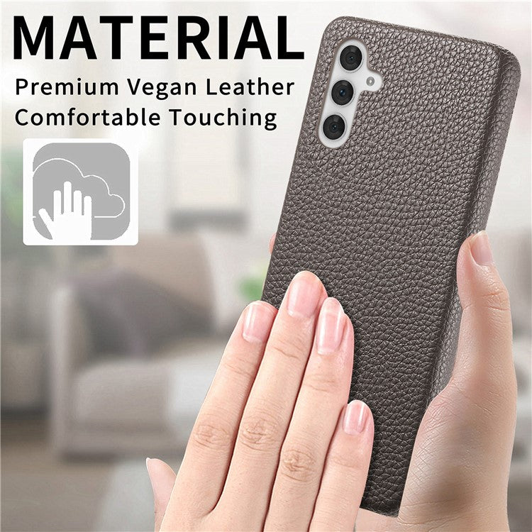 Y1 For Samsung Galaxy A54 5G Case Litchi Texture PU Hard PC Slim Phone Cover - Silver Grey
