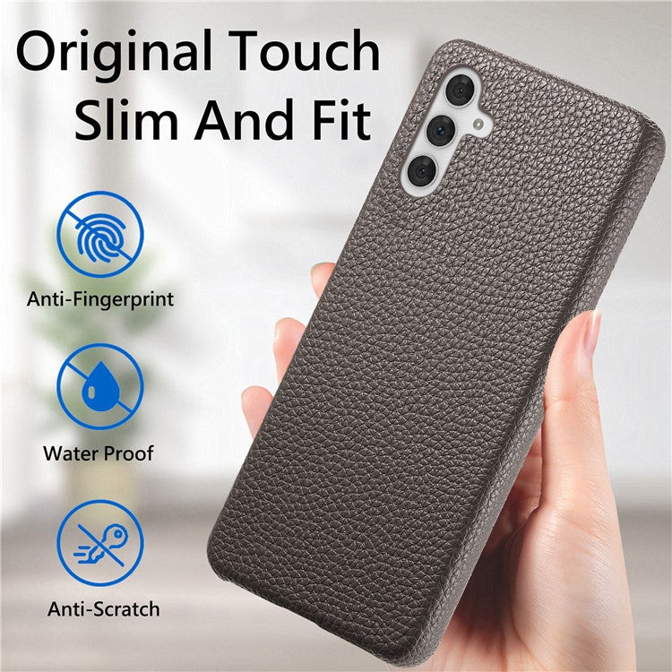 Y1 For Samsung Galaxy A54 5G Case Litchi Texture PU Hard PC Slim Phone Cover - Silver Grey