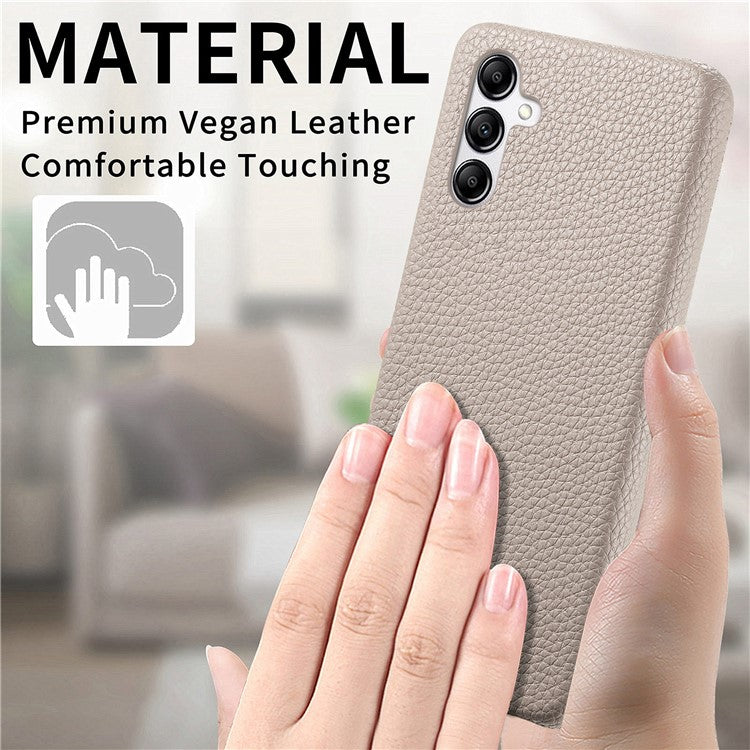 Y1 For Samsung Galaxy A14 5G / A14 4G Cover PU Leather Coated PC Phone Case with Litchi Texture - Khaki Grey
