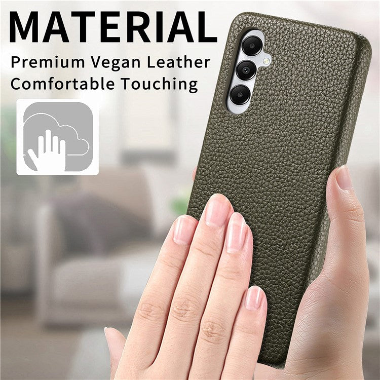 Y1 For Samsung Galaxy A05s 4G Case Litchi Texture PU Leather Hard PC Fall Prevention Cover - Midnight Green