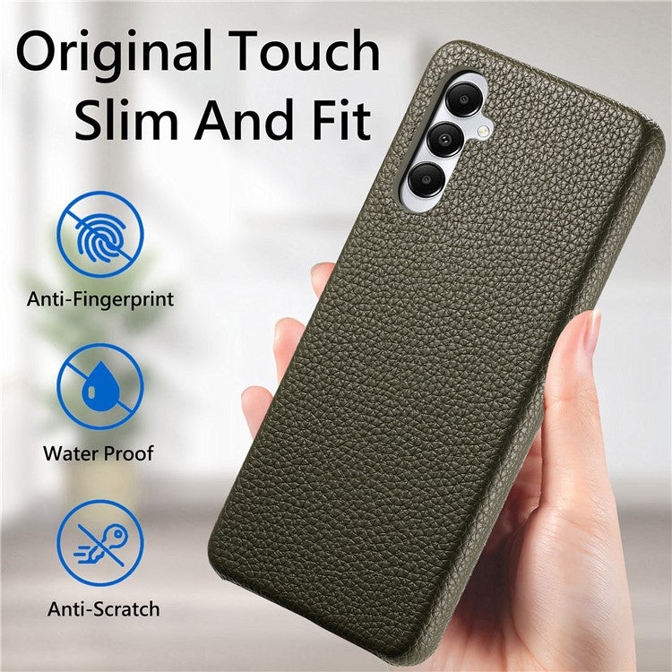 Y1 For Samsung Galaxy A05s 4G Case Litchi Texture PU Leather Hard PC Fall Prevention Cover - Midnight Green
