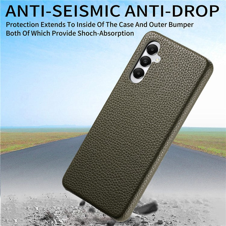 Y1 For Samsung Galaxy A05s 4G Case Litchi Texture PU Leather Hard PC Fall Prevention Cover - Midnight Green