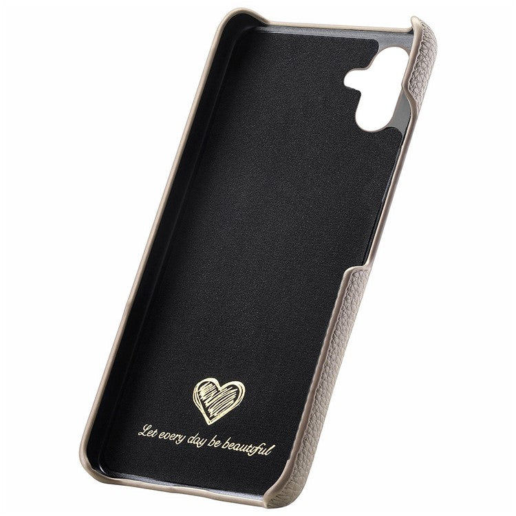Y1 For Samsung Galaxy A05 4G Case Litchi Texture PU Leather+PC Anti-Scratch Cover - Khaki Grey