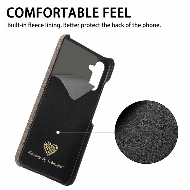 Y1 For Samsung Galaxy A05 4G Case Litchi Texture PU Leather+PC Anti-Scratch Cover - Silver Grey